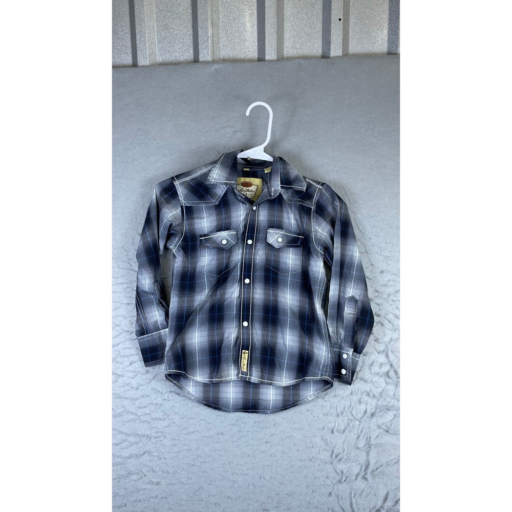 Larry Mahan Western Shirt Mens Small Black Plaid Excellent Pearl Snap Cowboy